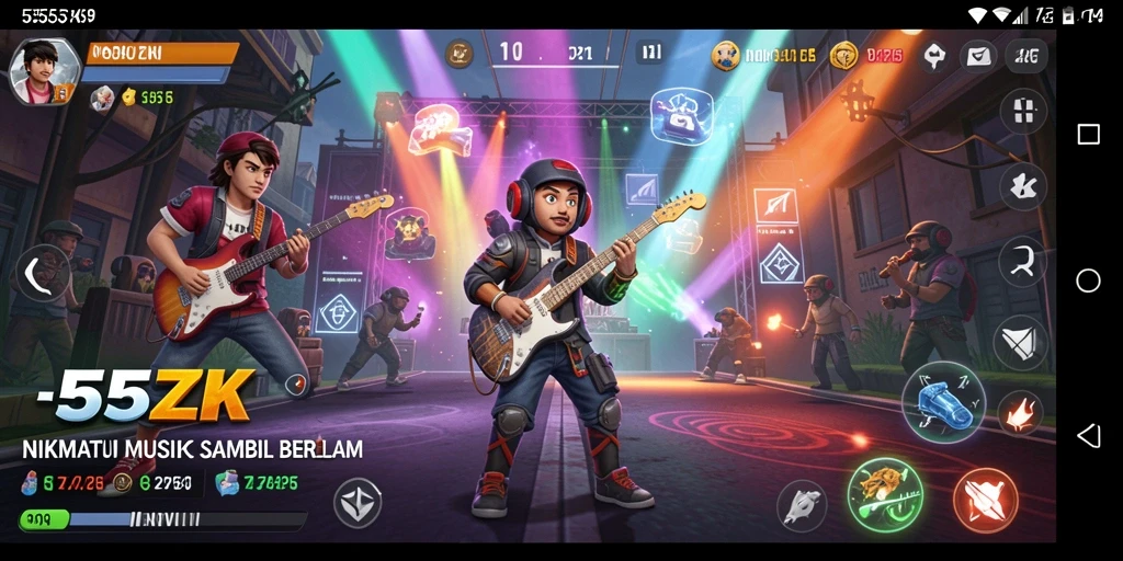 Tampilan gameplay 555ZK yang menarik dan penuh warna.