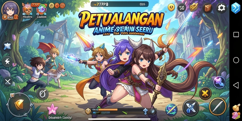 Tangkapan layar menunjukkan karakter Anime dalam pertempuran epik.