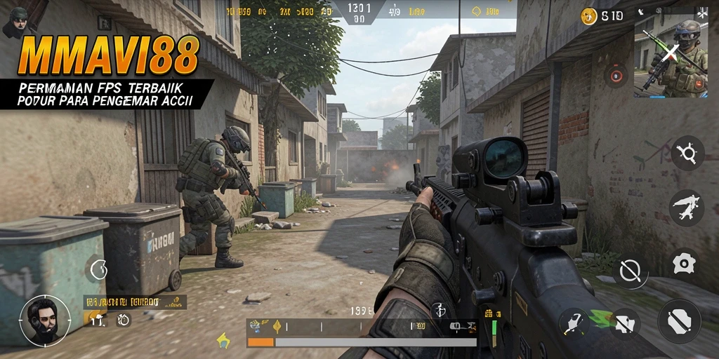 Tampilan gameplay intens AMAVI88 dengan aksi menembak yang mendebarkan.