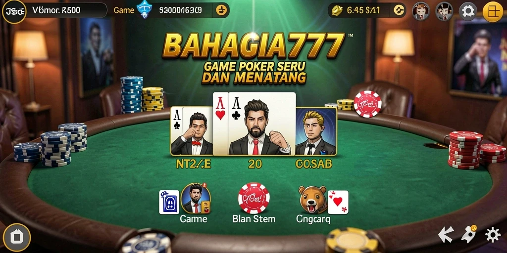Tampilan gameplay seru BAHAGIA777 saat bermain Poker.