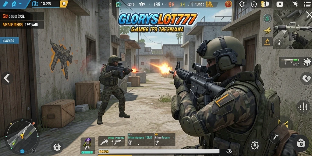 Gameplay seru GLORYSLOT777 dalam aksi FPS yang mendebarkan.