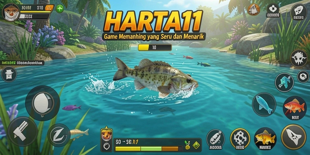 Tampilan gameplay HARTA11 yang menakjubkan saat memancing.