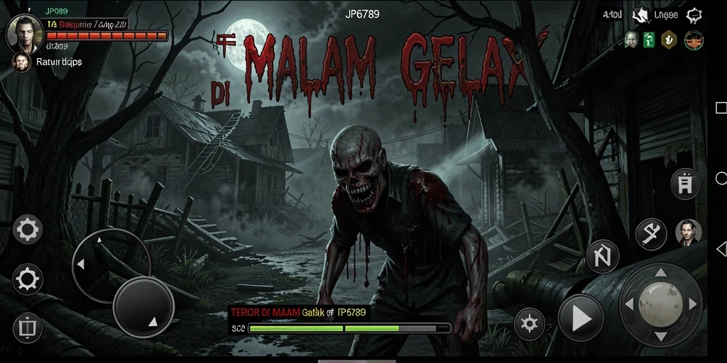 Screenshot gameplay JP6789 menampilkan suasana menakutkan dalam pencarian misteri.