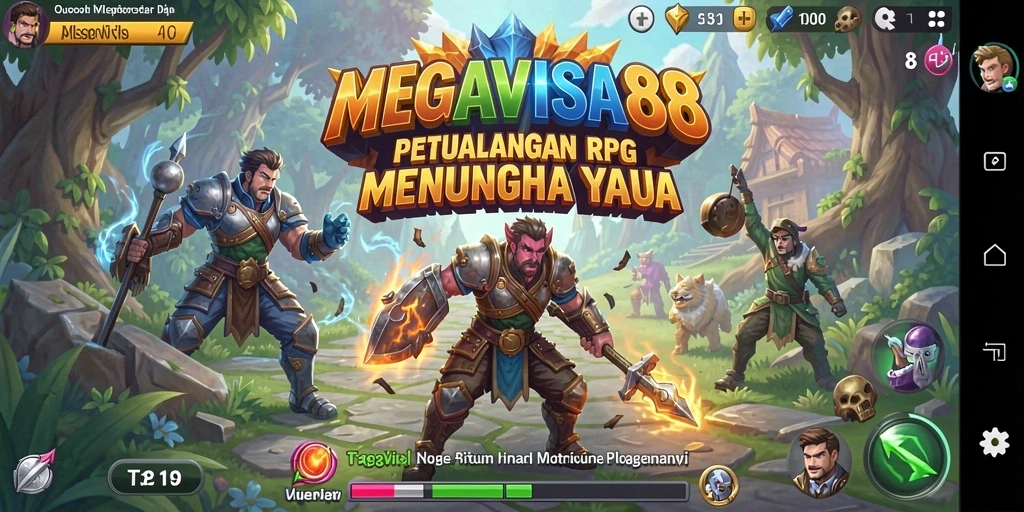 Screenshot MEGAVISA88 menunjukkan aksi epik dalam gameplay RPG.