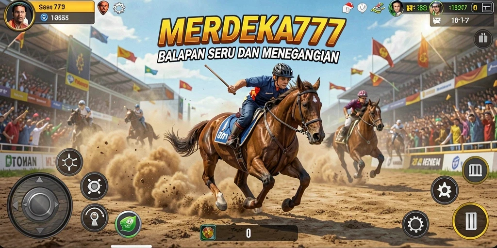 Screenshot gameplay MERDEKA777 menampilkan aksi balap yang seru dan menegangkan.