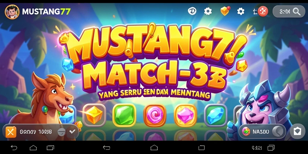 Screenshot gameplay MUSTANG77 menampilkan aksi mencocokkan yang seru.