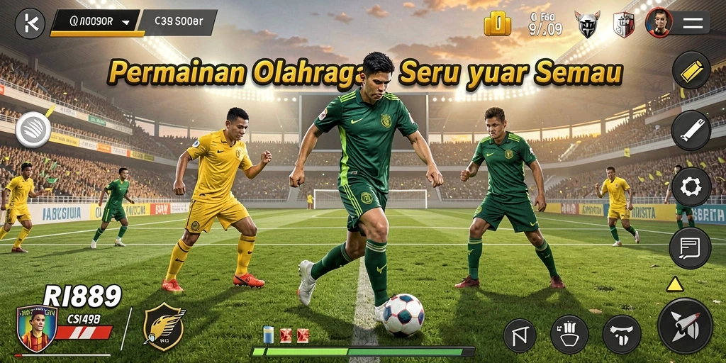 Tangkapan layar gameplay RI889 yang menampilkan pertandingan olahraga yang seru.