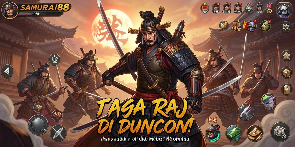 Screenshot gameplay SAMURAI88 menampilkan aksi manajemen bisnis yang mendebarkan.