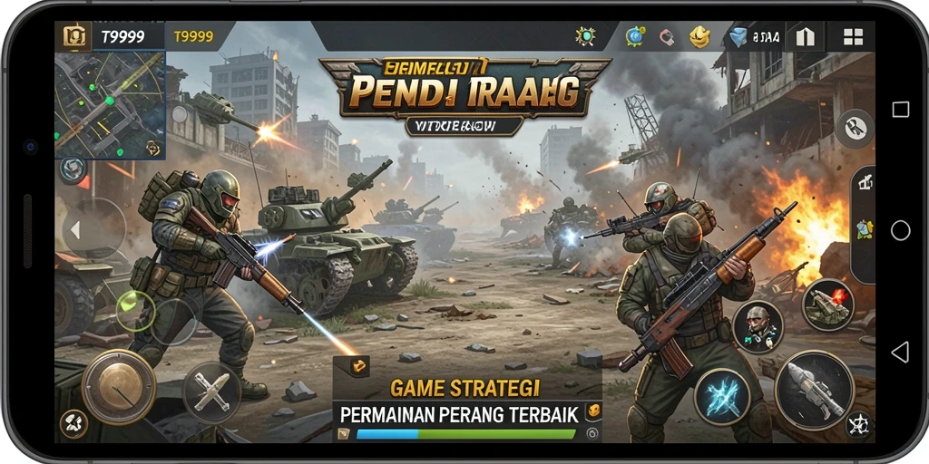 Tampilan gameplay seru dalam T9999 dengan berbagai strategi perang.