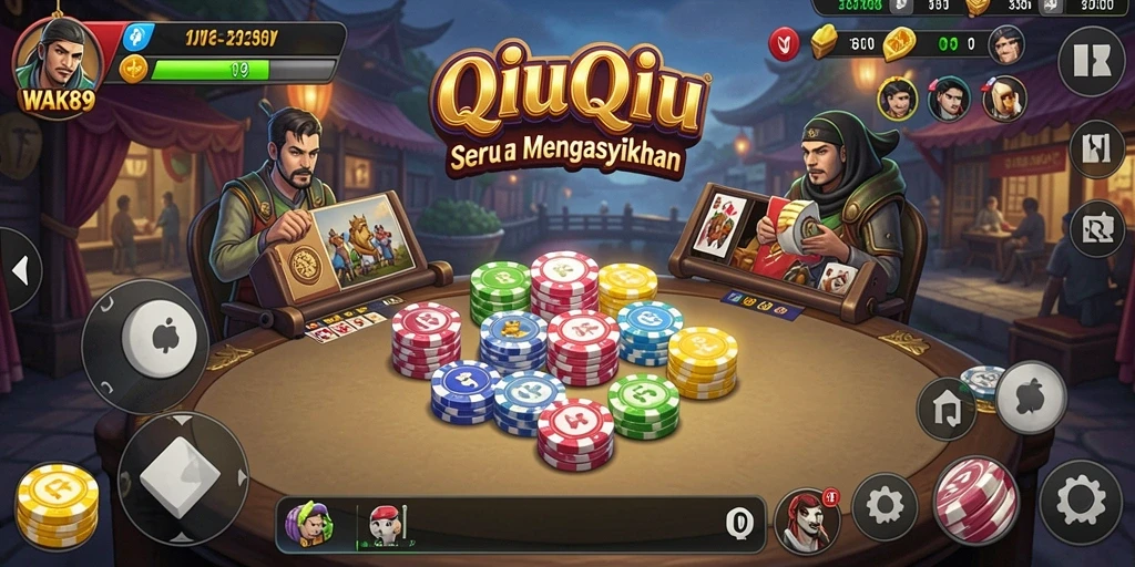 Screenshot WAK89 menampilkan aksi seru permainan QiuQiu.
